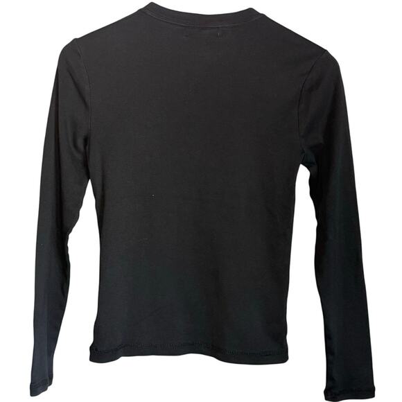 Lauren Ralph Lauren Black Long Sleeve Top XS Zip Shoulder Chic Minimalist - Picture 3 of 6